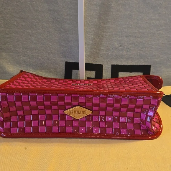 NWT MZ Wallace Pink Woven Glossy Cosmetic Pouch - Picture 3 of 6